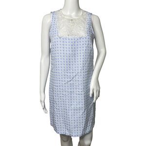 Romeo + Juliet Dress Women Small Blue White Geometric Shift Lace Feminine Preppy